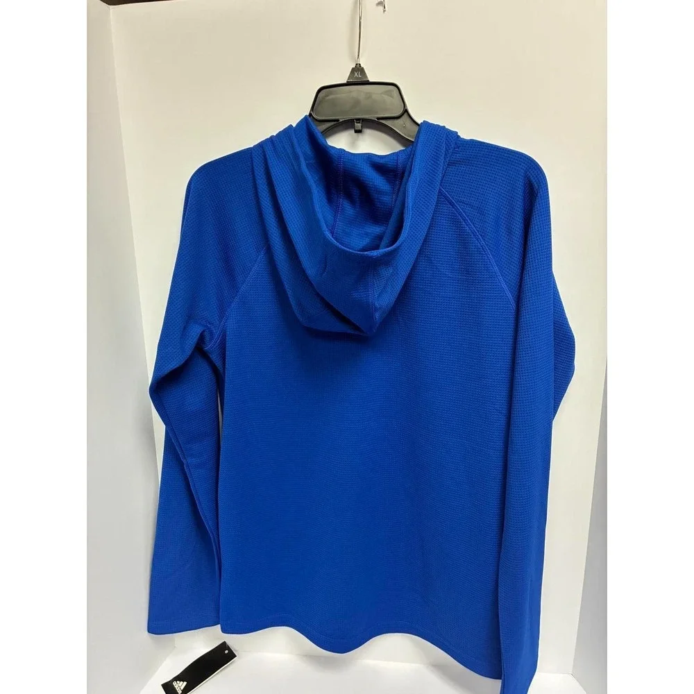 B18-Adidas Boys Blue Pullover L/S Hooded Shirt Sz M  Blue Yellow Blue Warriors